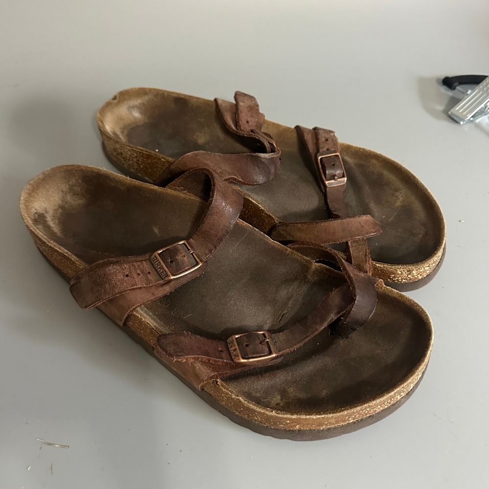 Birkenstock Mayari Oiled Leather Sandals Tobacco Brown Womens Size 7